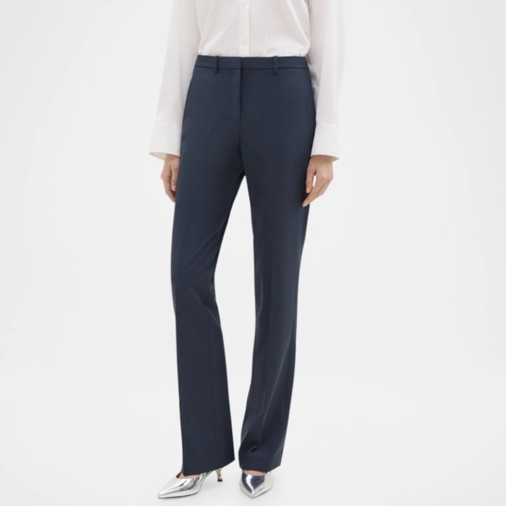 Theory Navy Straight-Leg Dress Pants